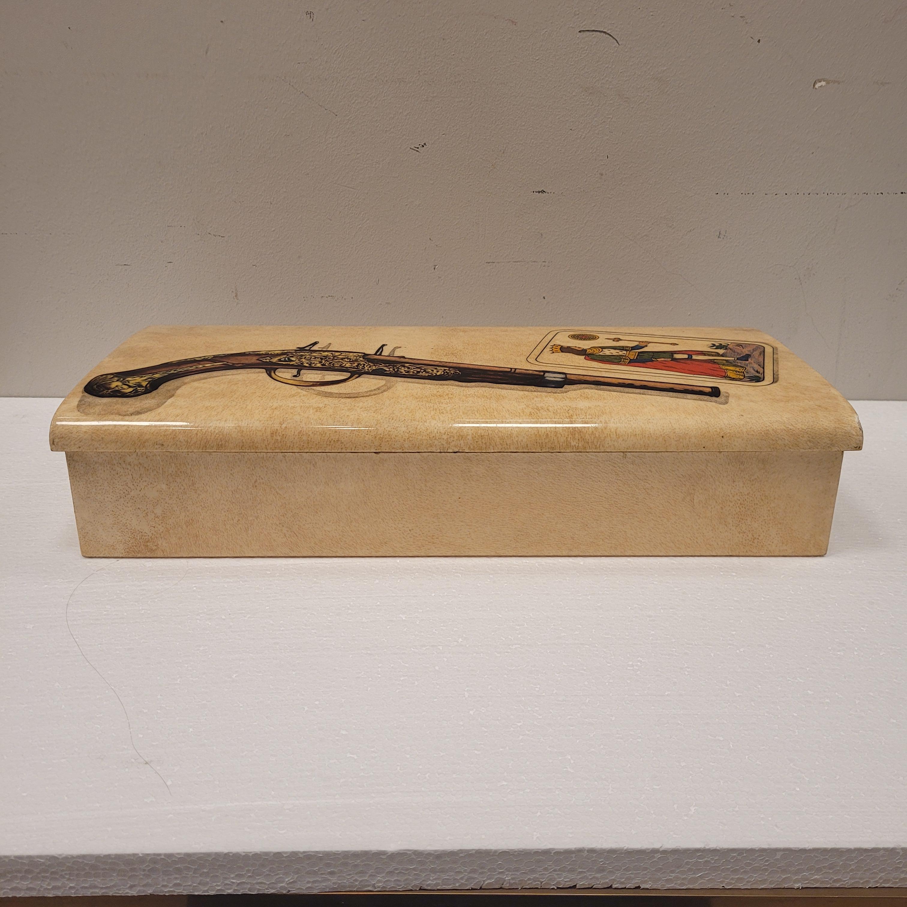 Italy midcentury Aldo Tura game box, Goatskin (parchment) 3