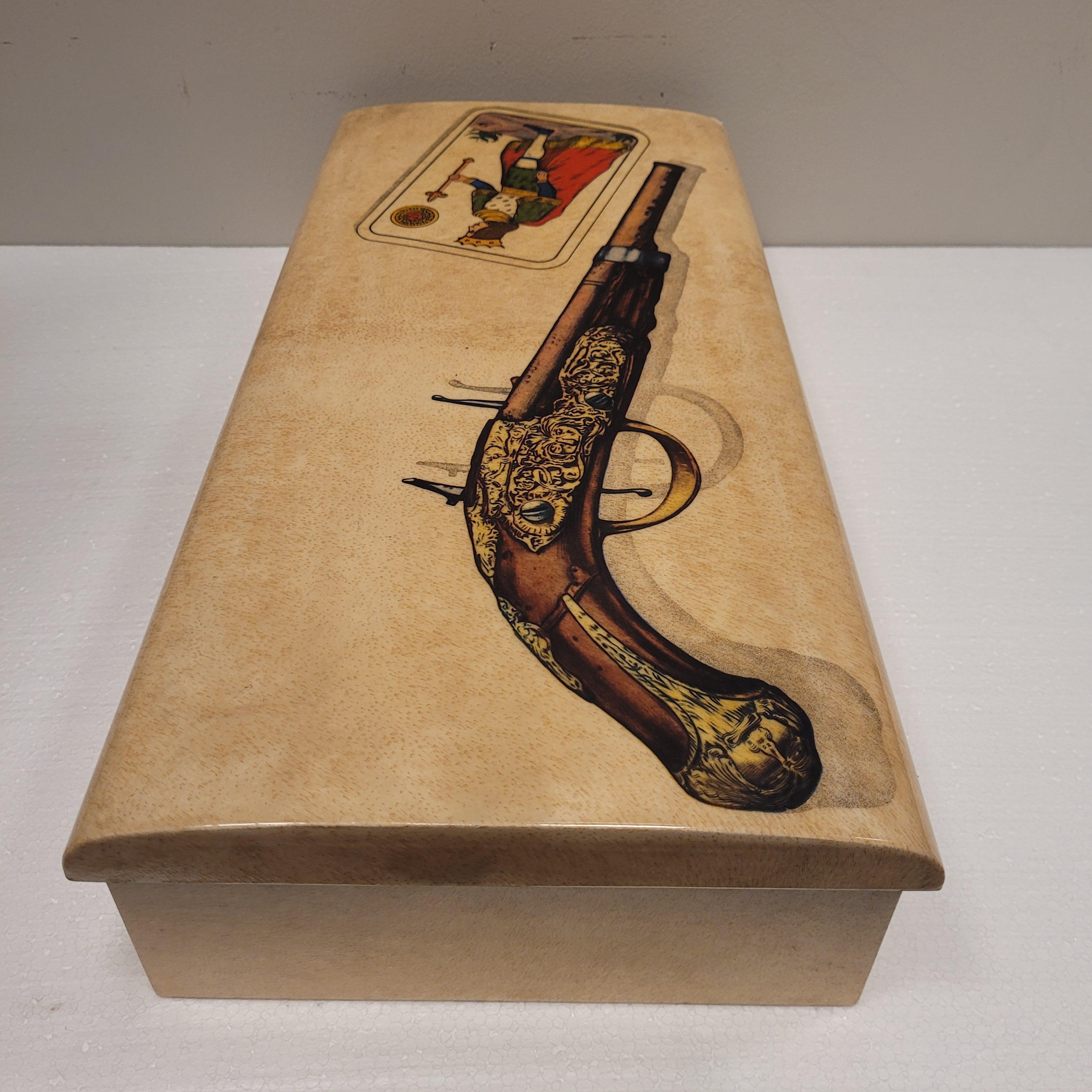 Italy midcentury Aldo Tura game box, Goatskin (parchment) 5