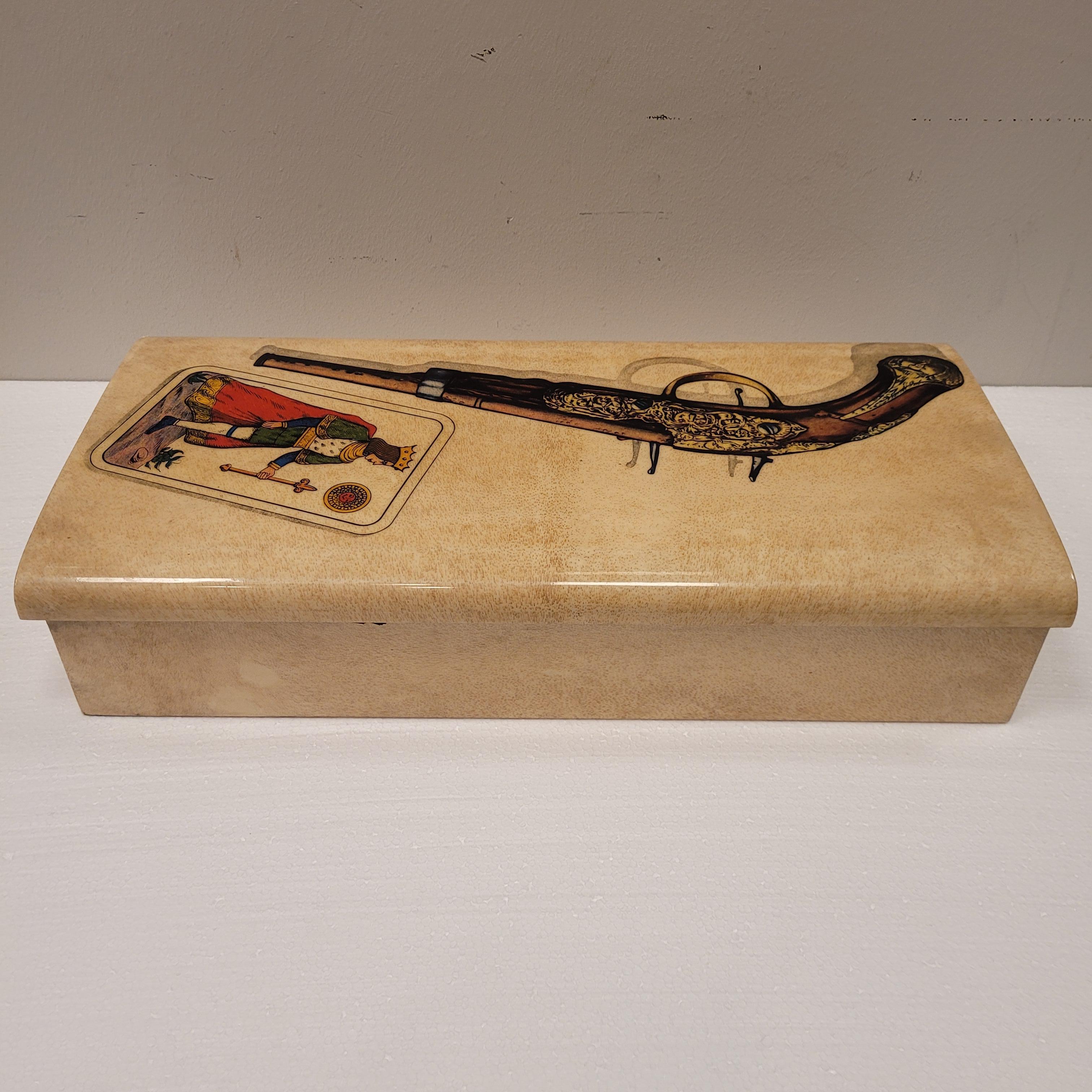 Italy midcentury Aldo Tura game box, Goatskin (parchment) 6