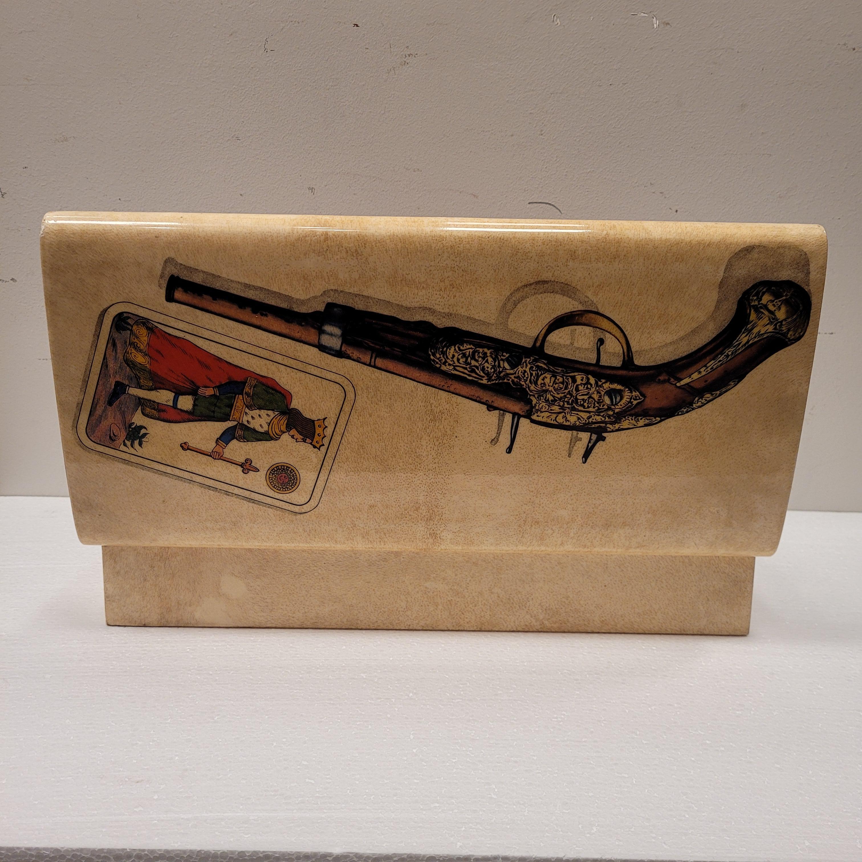 Italy midcentury Aldo Tura game box, Goatskin (parchment) 7