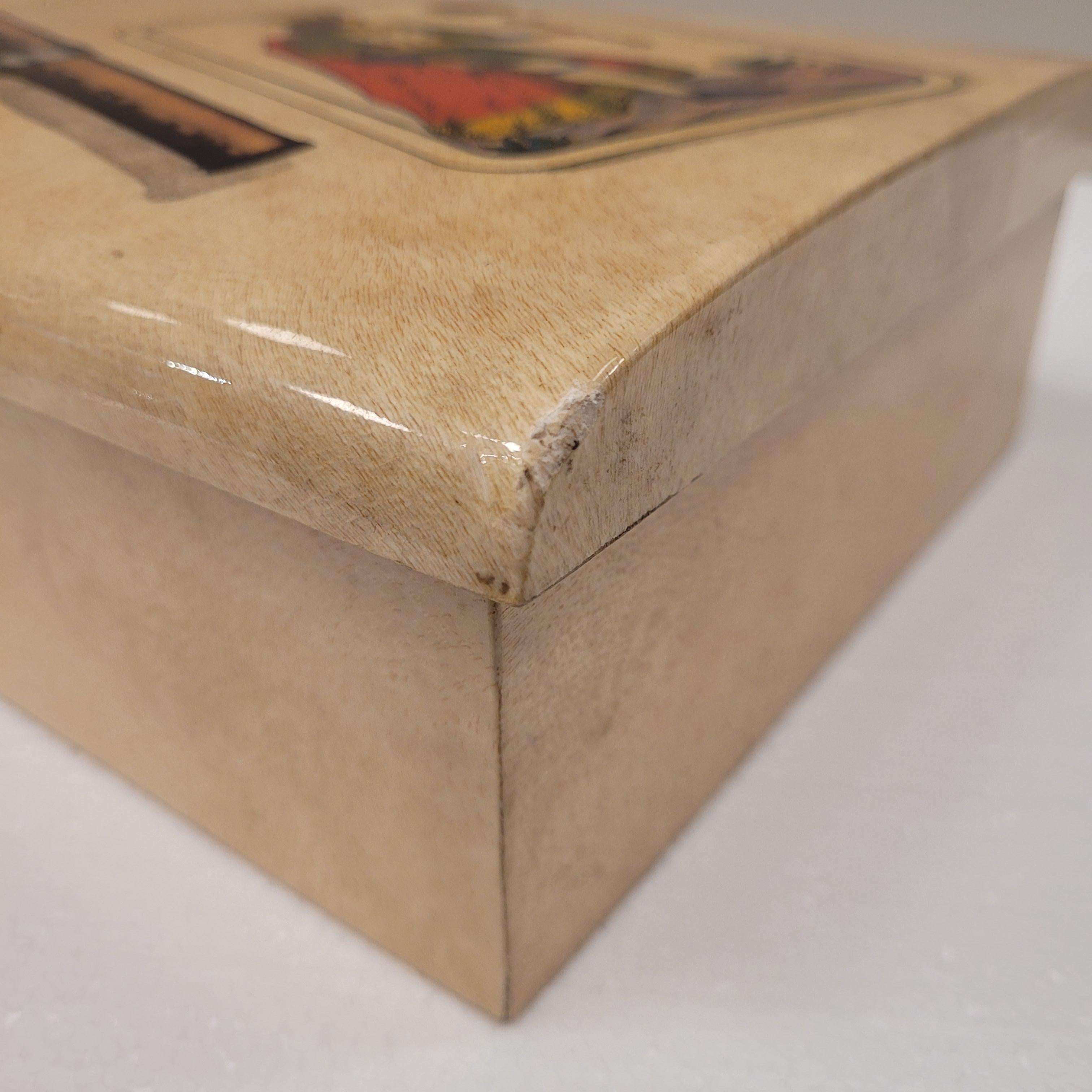 Italy midcentury Aldo Tura game box, Goatskin (parchment) 10