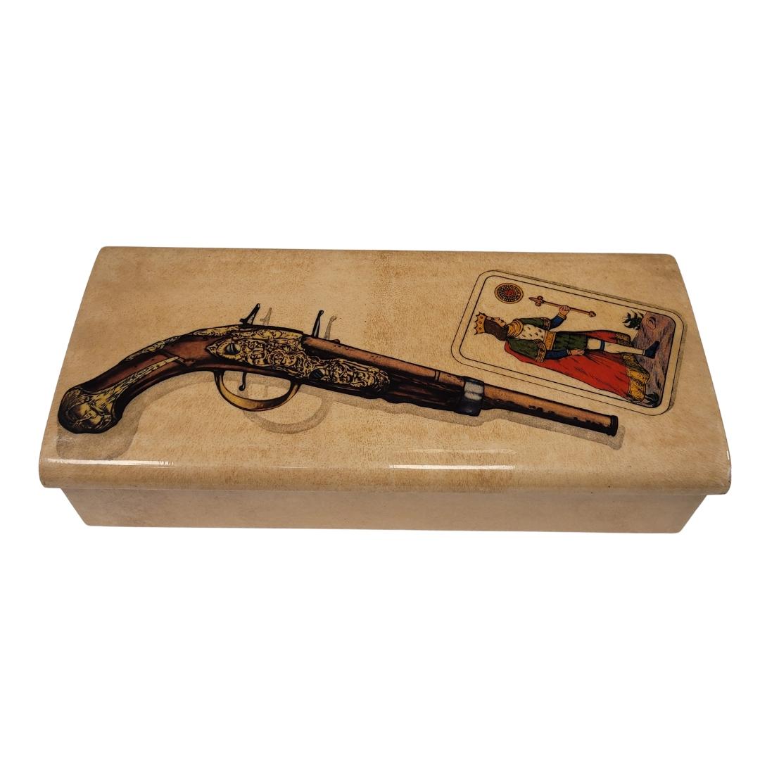 Italy midcentury Aldo Tura game box, Goatskin (parchment) 11