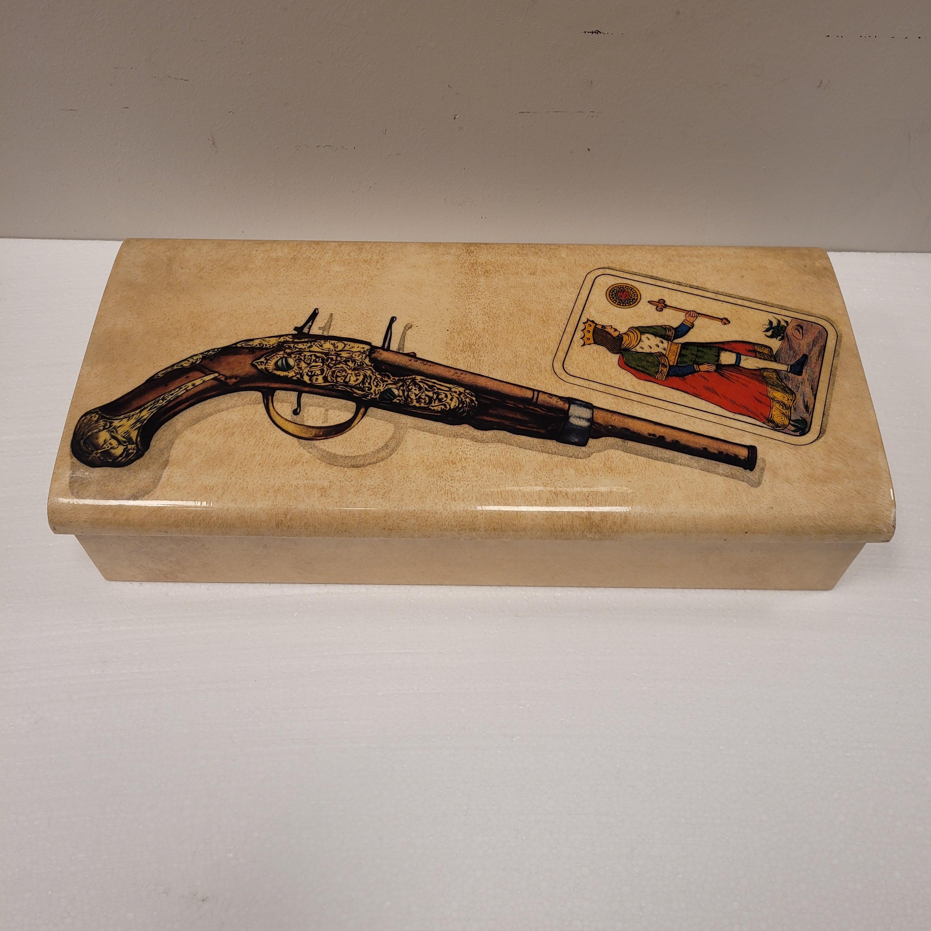 Hand-Crafted Italy midcentury Aldo Tura game box, Goatskin (parchment)