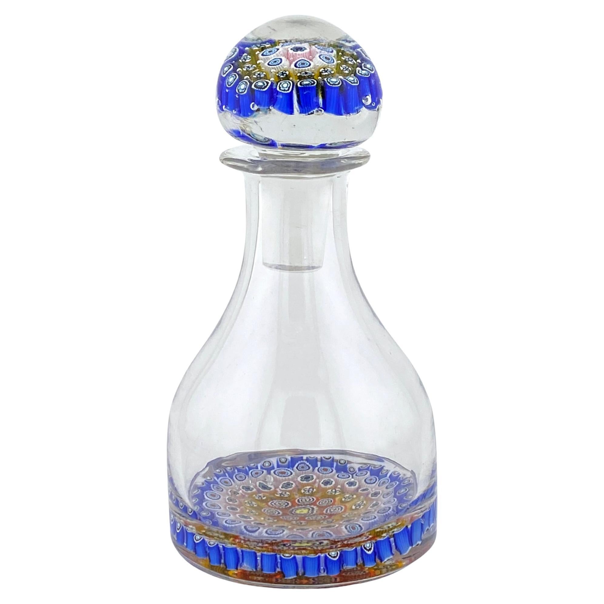 Italy Millefiori Art Glass Perfume Bottle with Stopper For Sale