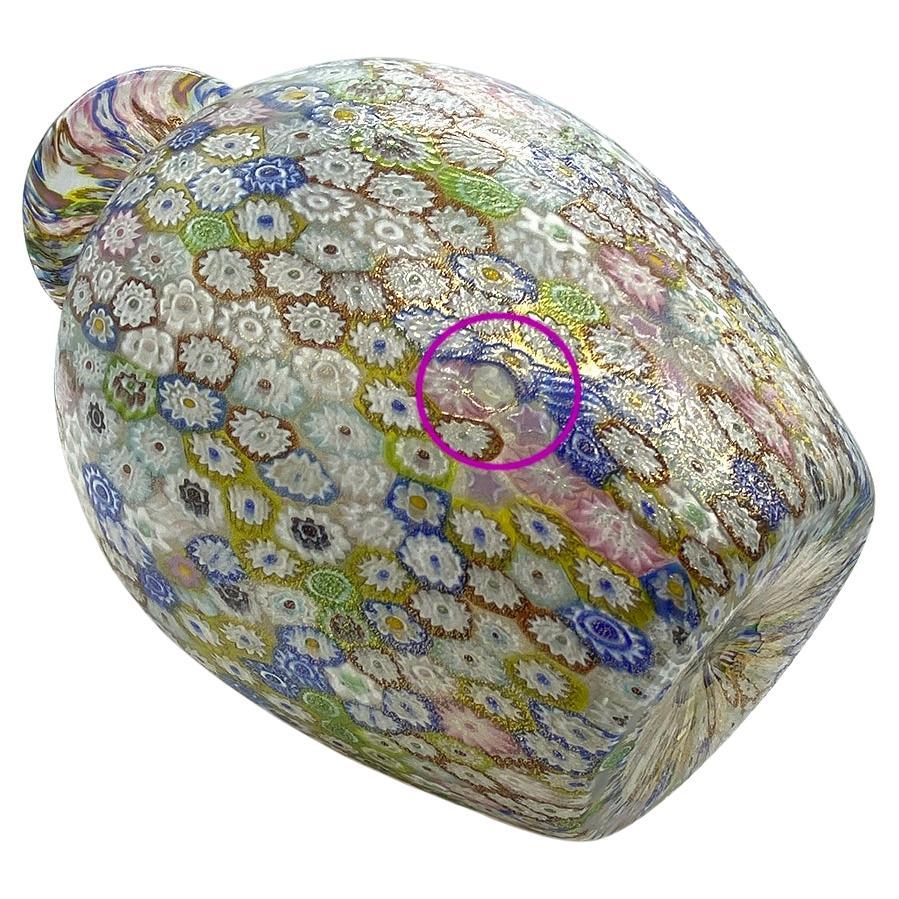 Italie Verre d'art Millefiori avec irisation dorée Vase 8.6 pouces Unisexe en vente