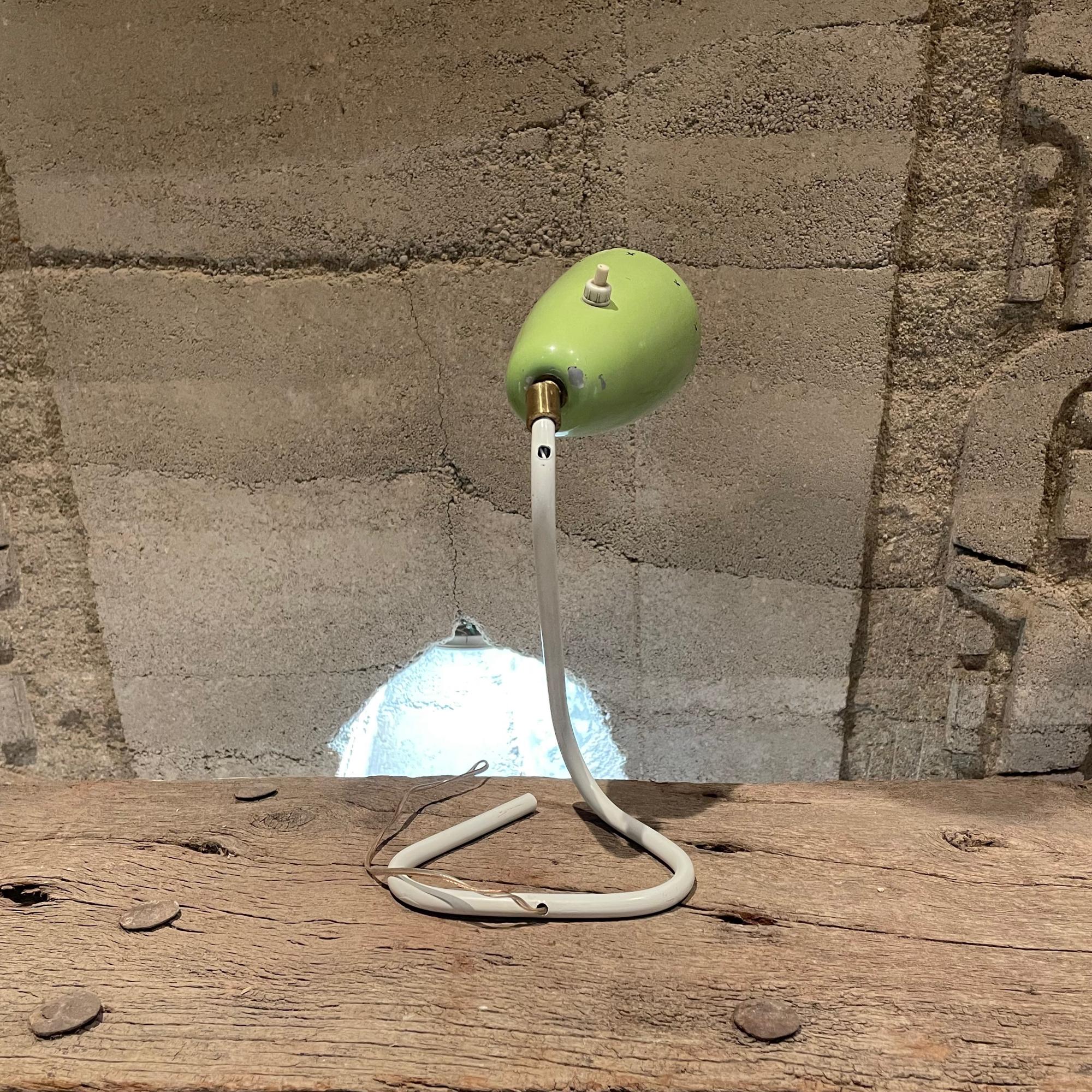 Aluminum Italy Modern Chartreuse Cone Desk Table Lamp with Sculptural White Base, 1950s