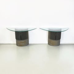Italy modern  Glass and cast iron Consoles by Offredi for Saporiti, 1970s