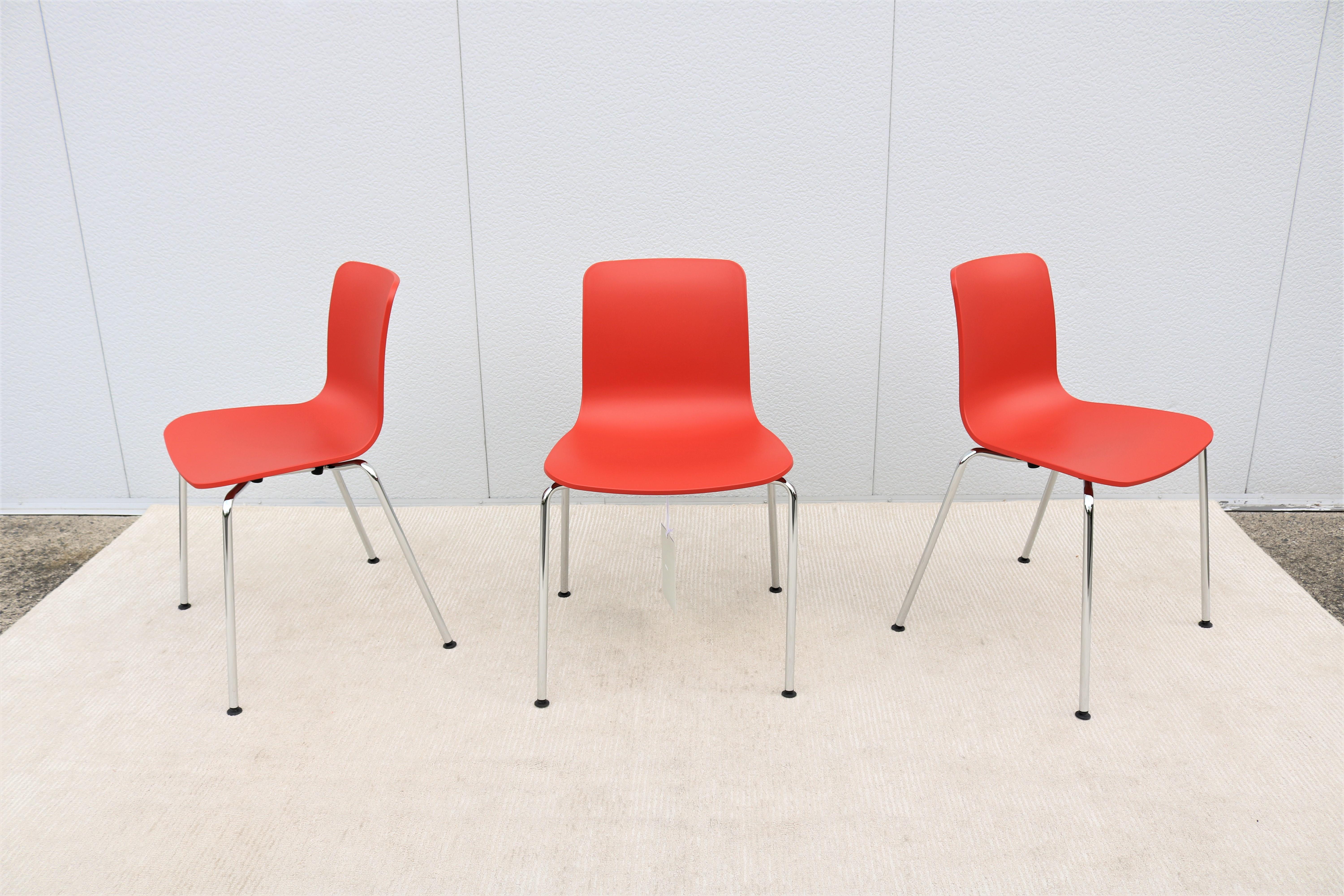Italien Modern Jasper Morrison für Vitra HAL Tube Stackable Dining Chairs 3er-Set (Poliert) im Angebot