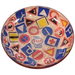 Vintage ITALY Modern Pop Art ESSO Lacquered Copper Catchall Cute Ashtray Bowl 1960s