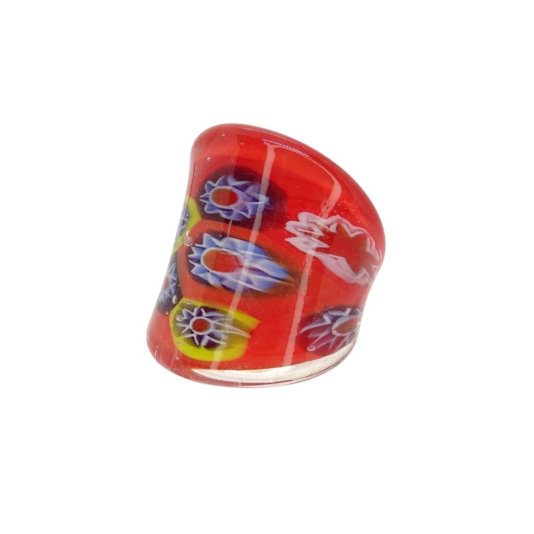 Italien Murano Millefiori Ring, Rotes Muranoglas, Vintage im Angebot 15