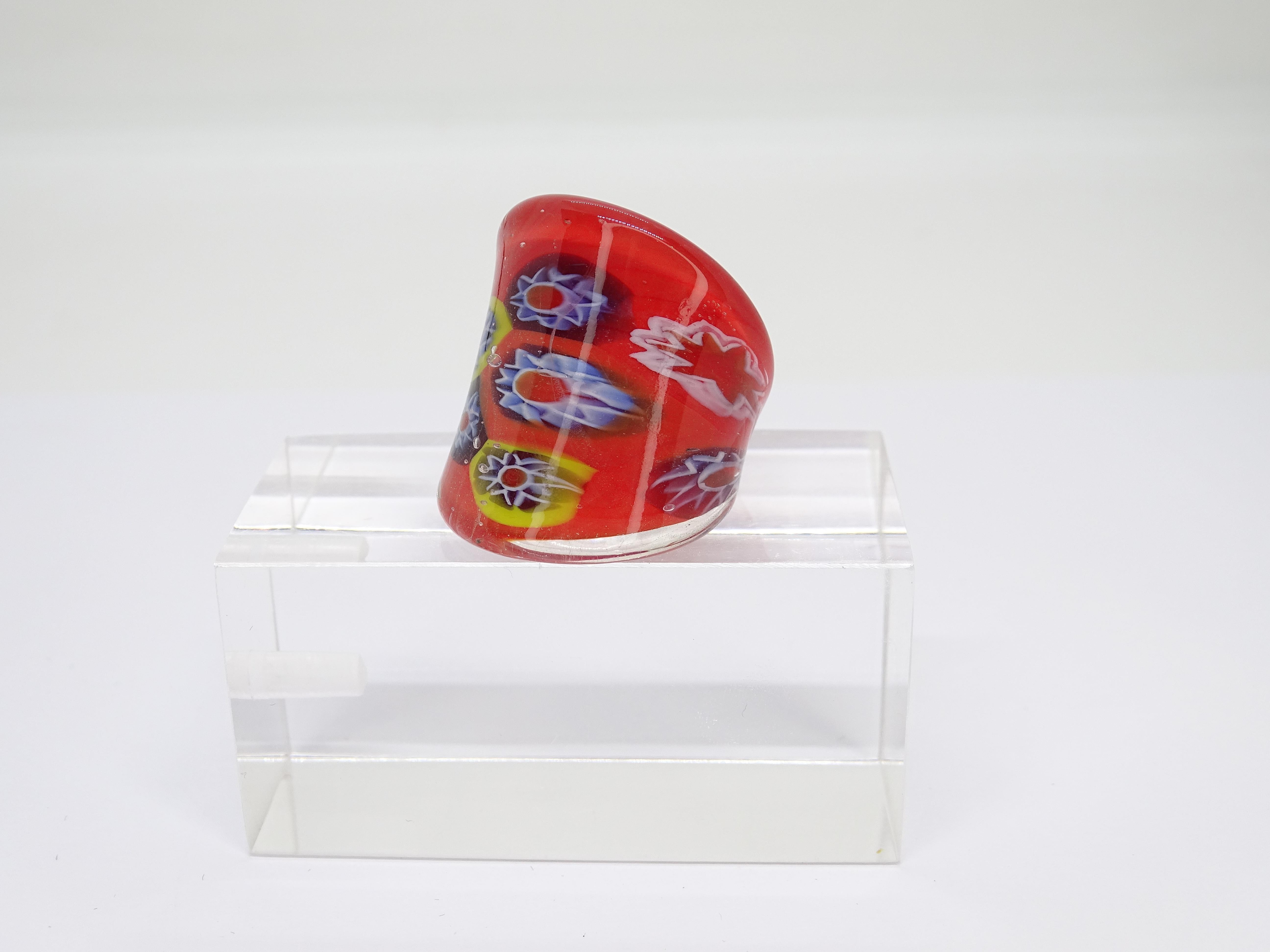 Italien Murano Millefiori Ring, Rotes Muranoglas, Vintage im Angebot 1