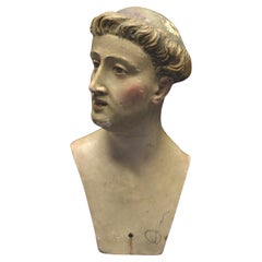 Italy, Naples, 19th Century, Bust of Saint-Antoine in Polychrome Terracotta