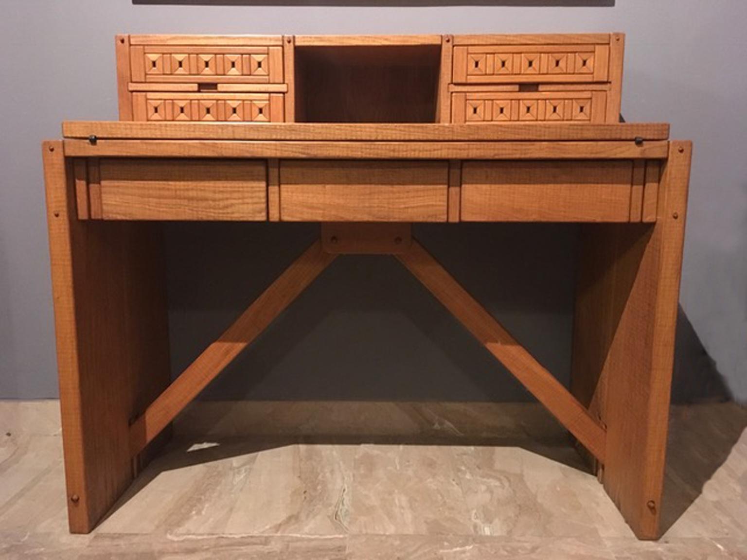 Italy Officina Rivadossi Oak Writing Desk Post Modern Design, 1990 1