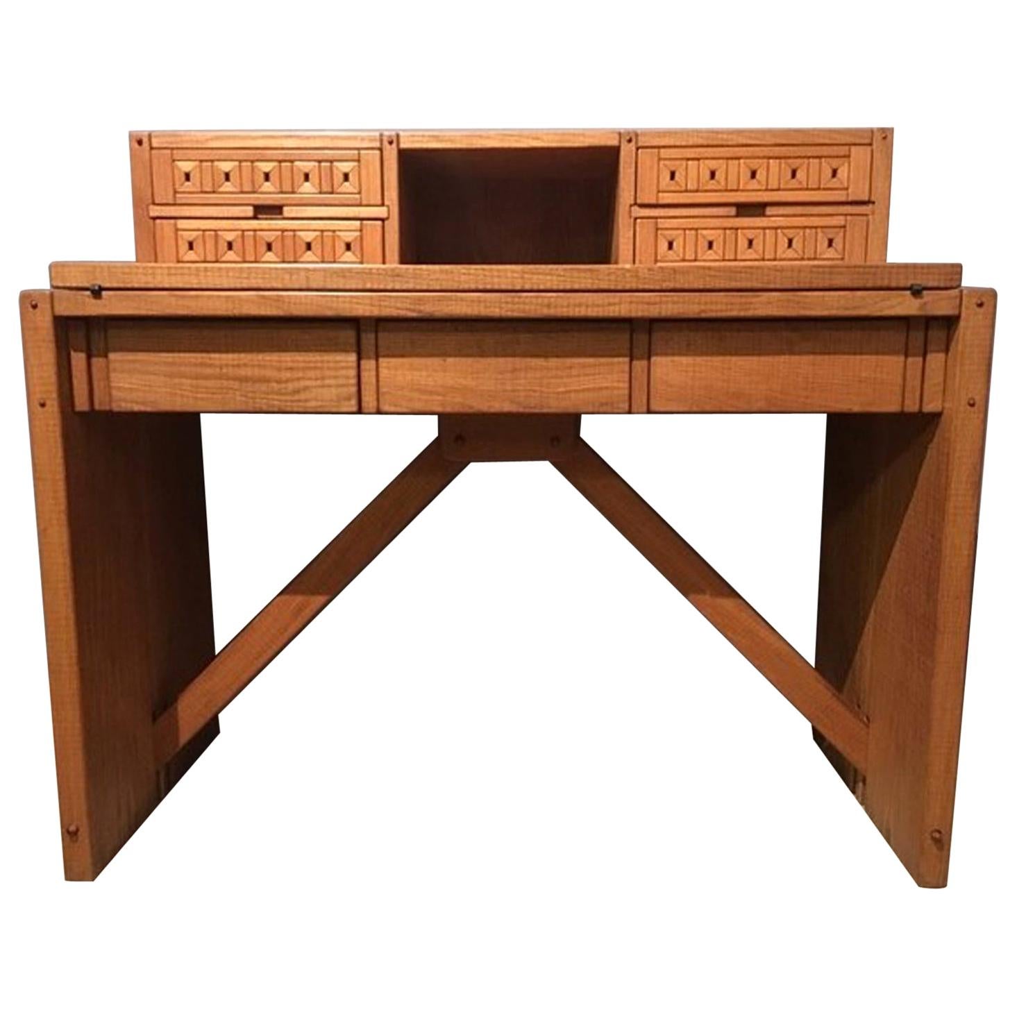 Italy Officina Rivadossi Oak Writing Desk Post Modern Design, 1990