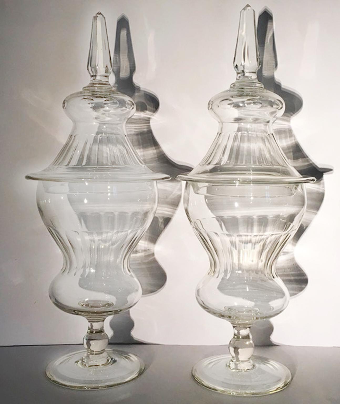 Italy Early-19th Century  Neoclassical Pair Clear Crystal Covered Vases  3