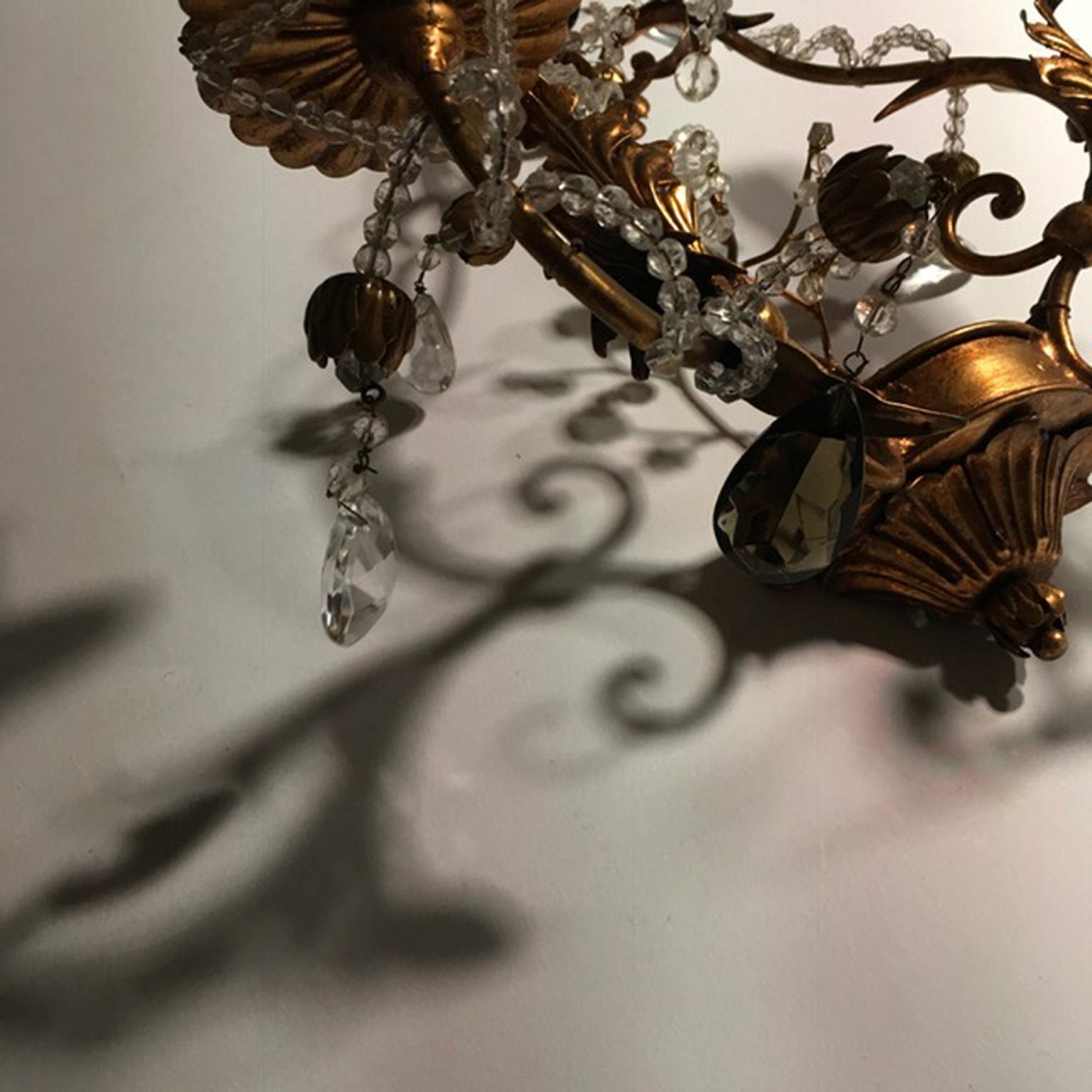 Italien Barock Stil Eisen Gold Finish Wandleuchten im Zustand „Hervorragend“ im Angebot in Brescia, IT