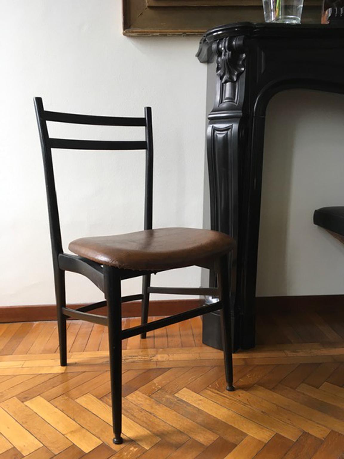 Italy Post-Modern Design Black Wooden Chair For Sale 6