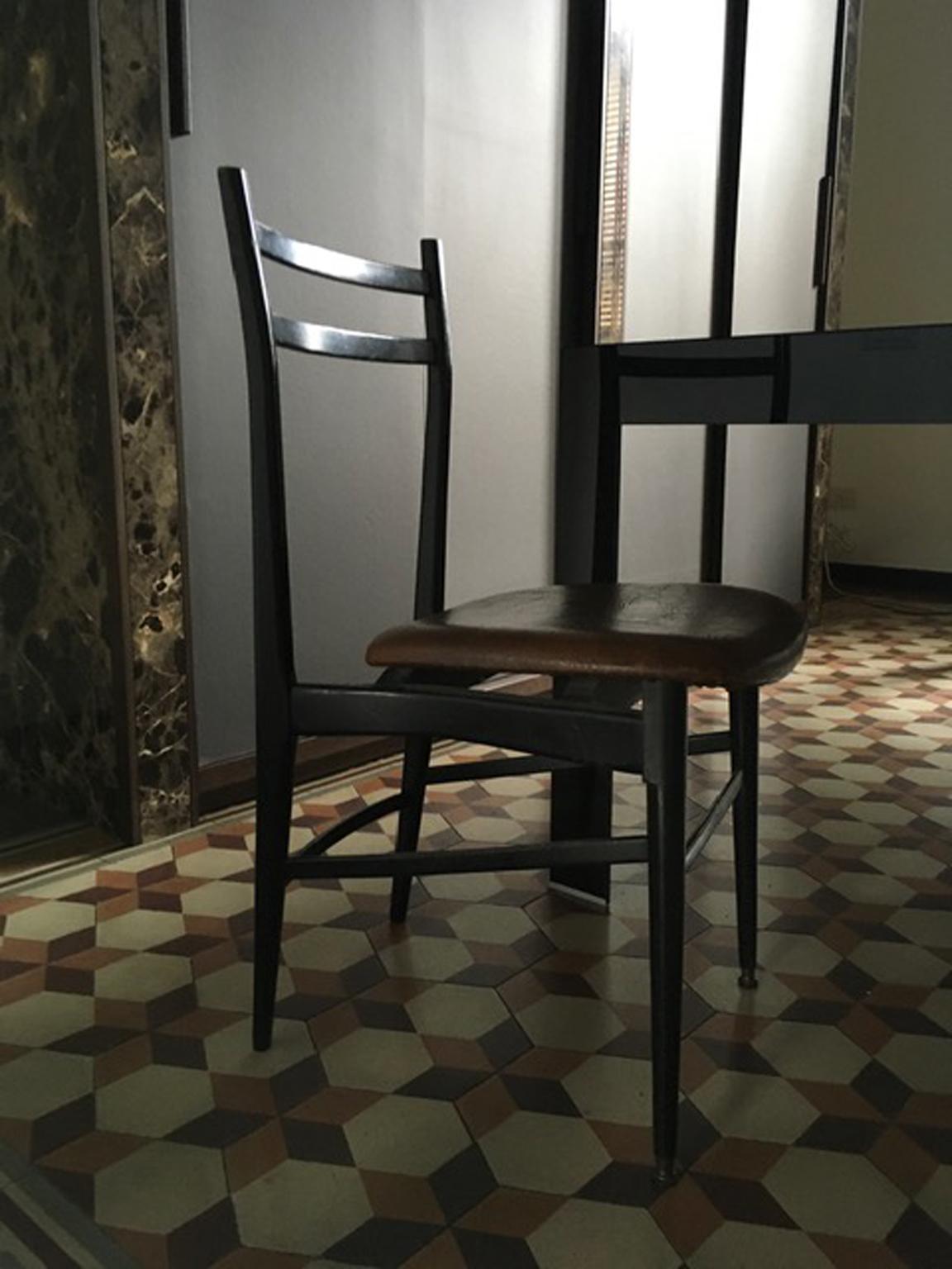 Italy Post-Modern Design Black Wooden Chair For Sale 9