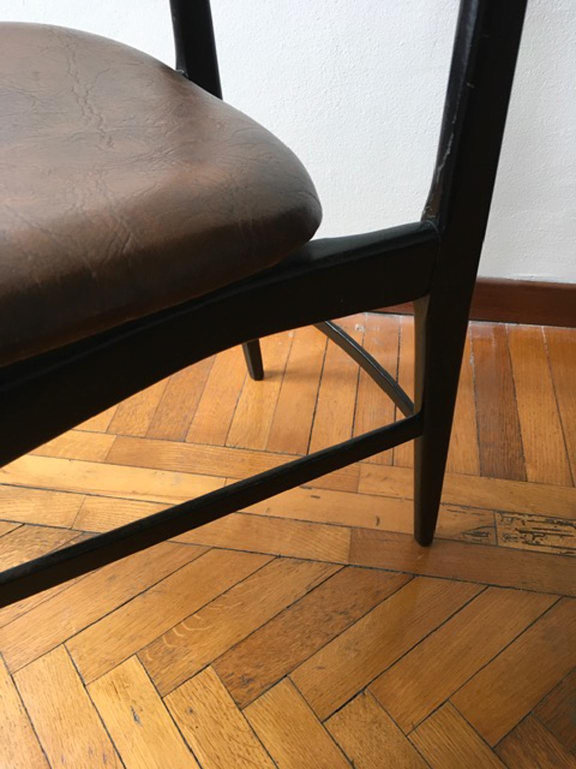 Italian Italy Post-Modern Design Black Wooden Chair For Sale