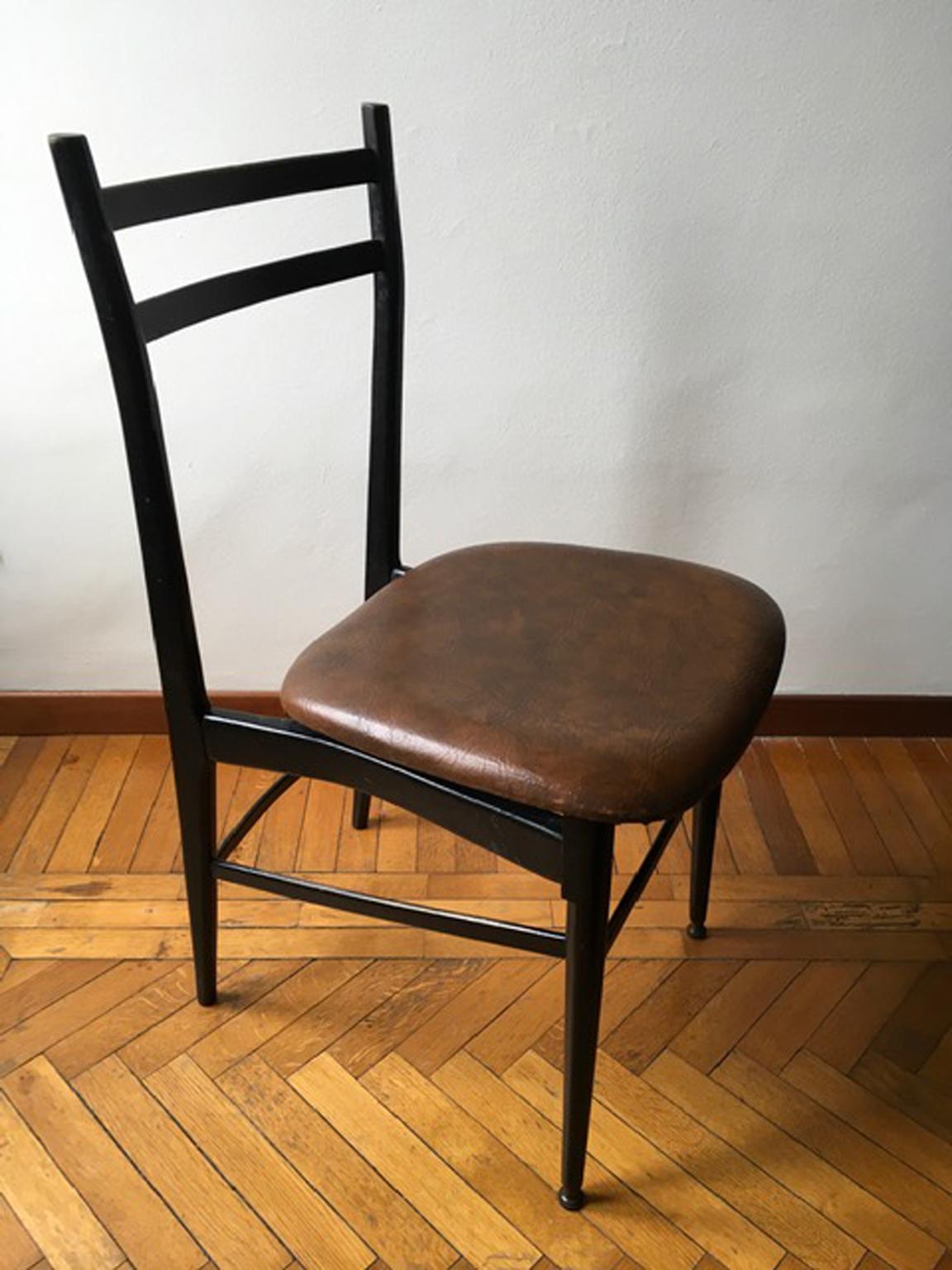 Italy Post-Modern Design Black Wooden Chair For Sale 4