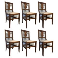 Vintage Italy Post-Modern Design Set 6 Wooden Chairs
