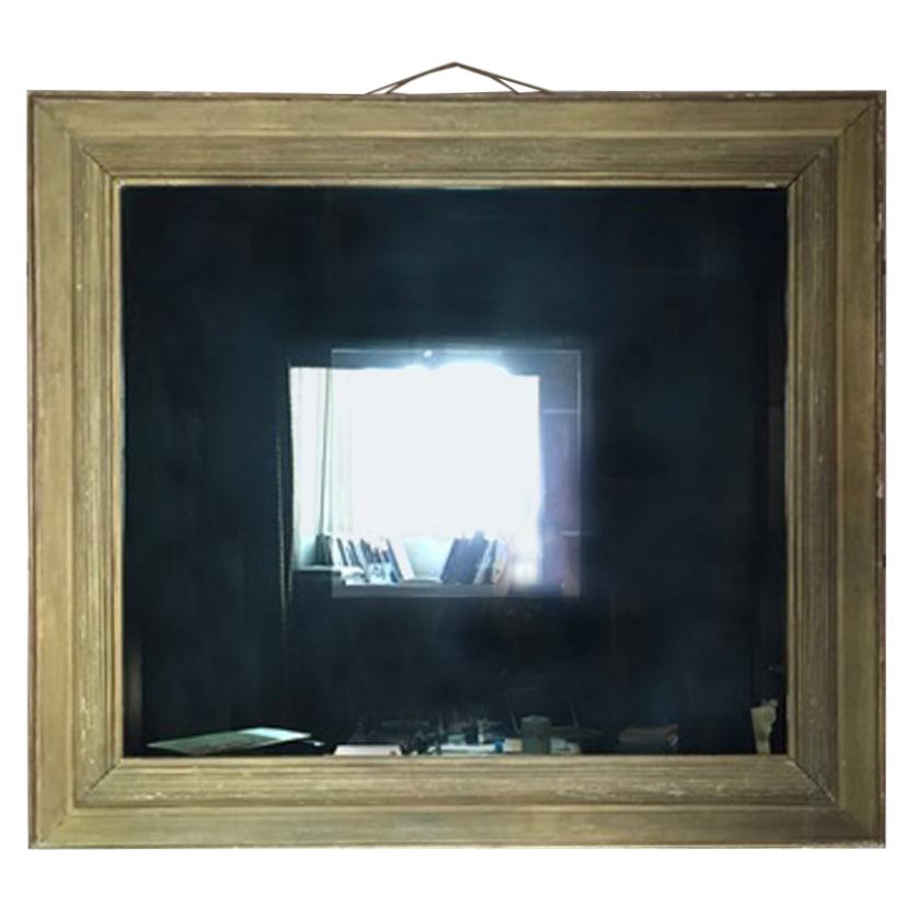 1960 Italy Post-Modern Smoked  Mirror in Golden Wood Frame For Sale