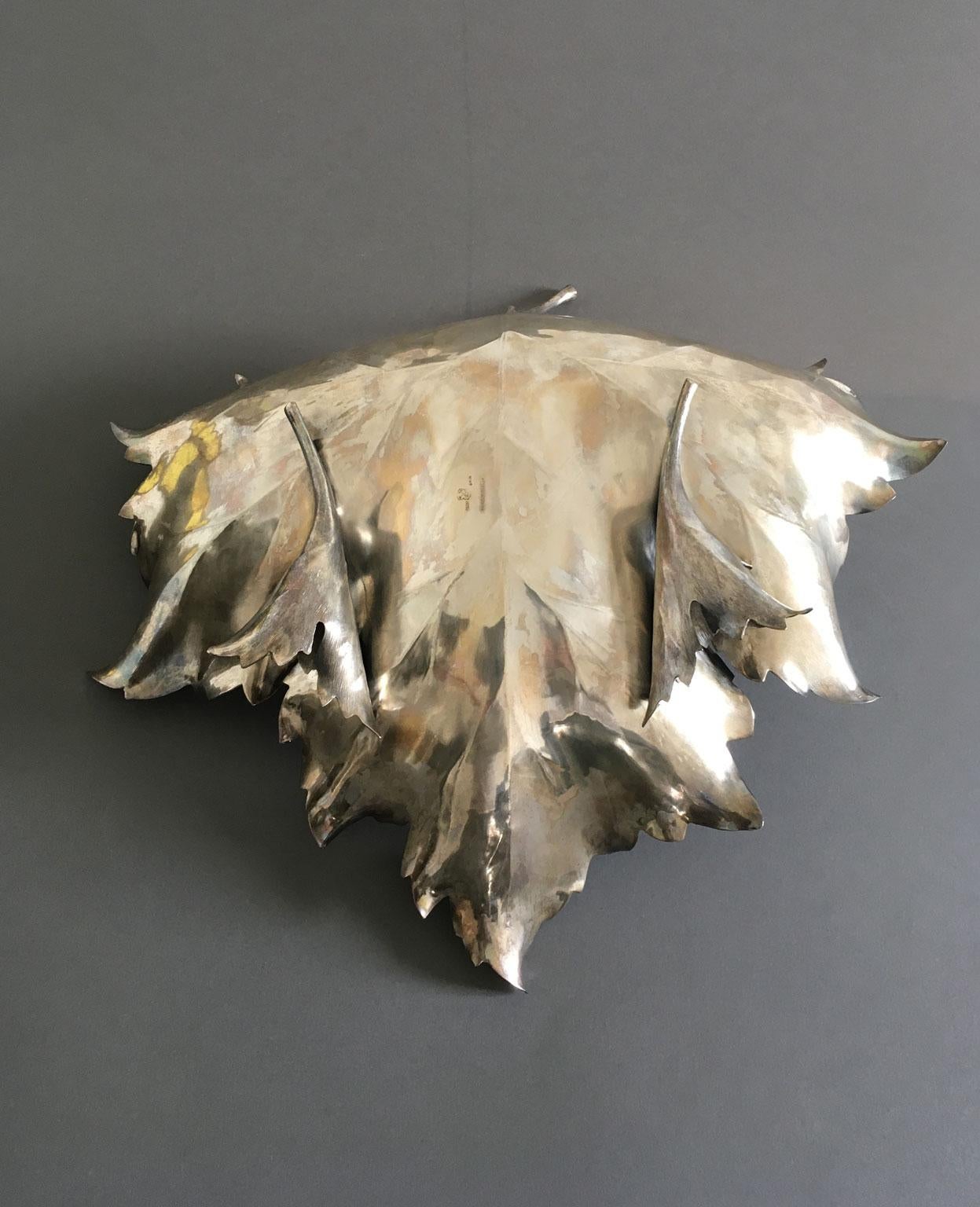 Italy Post-Modern Mario Buccellati Silver Bowl Leaf For Sale 5