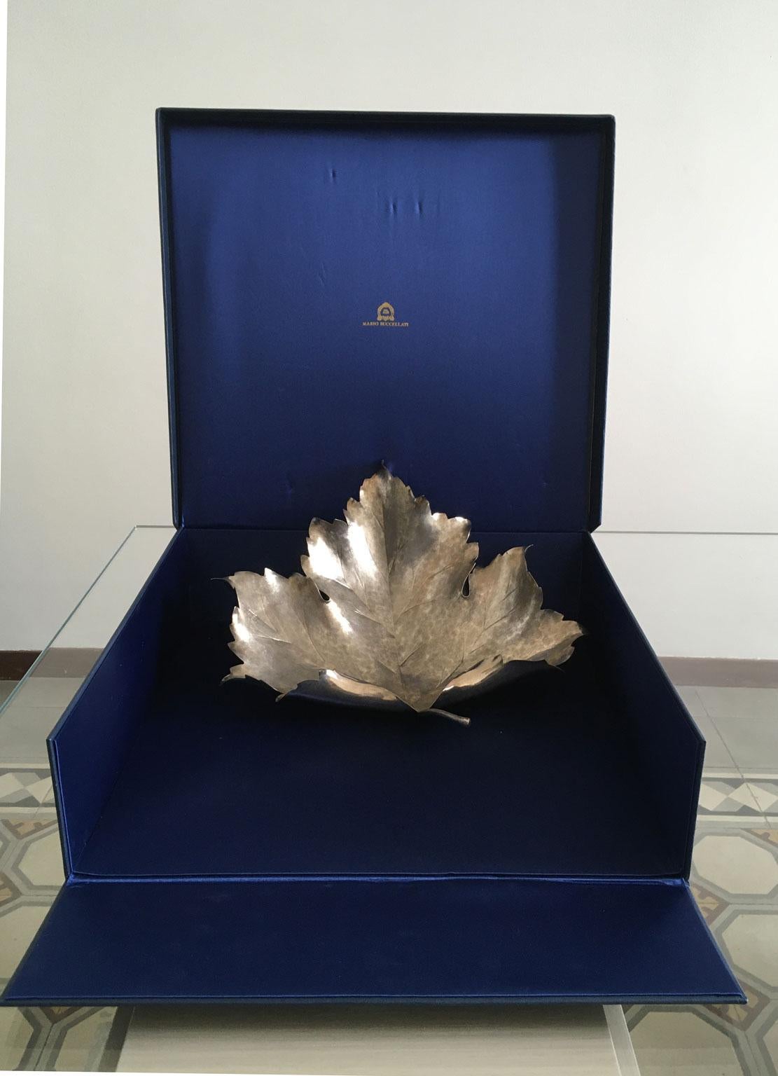 Italy Post-Modern Mario Buccellati Silver Bowl Leaf For Sale 8