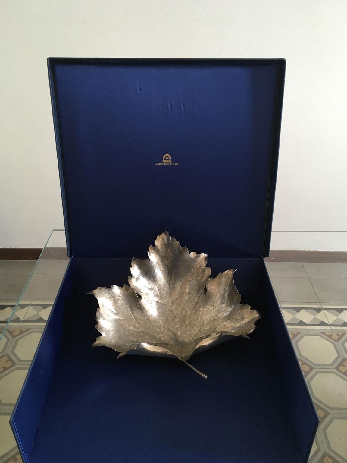 Italy Post-Modern Mario Buccellati Silver Bowl Leaf For Sale 9