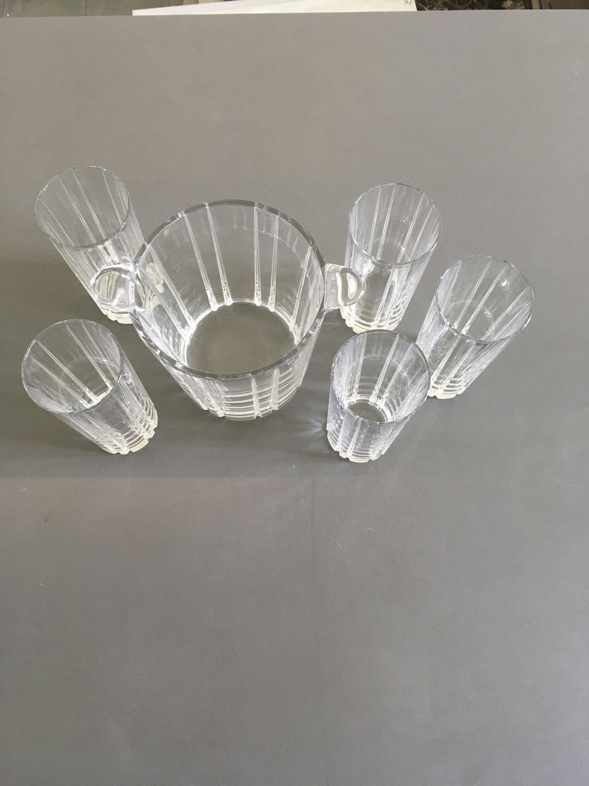 Italia Postmoderno Juego 5 Vasos Bar Transparentes con Cubitera en venta 3
