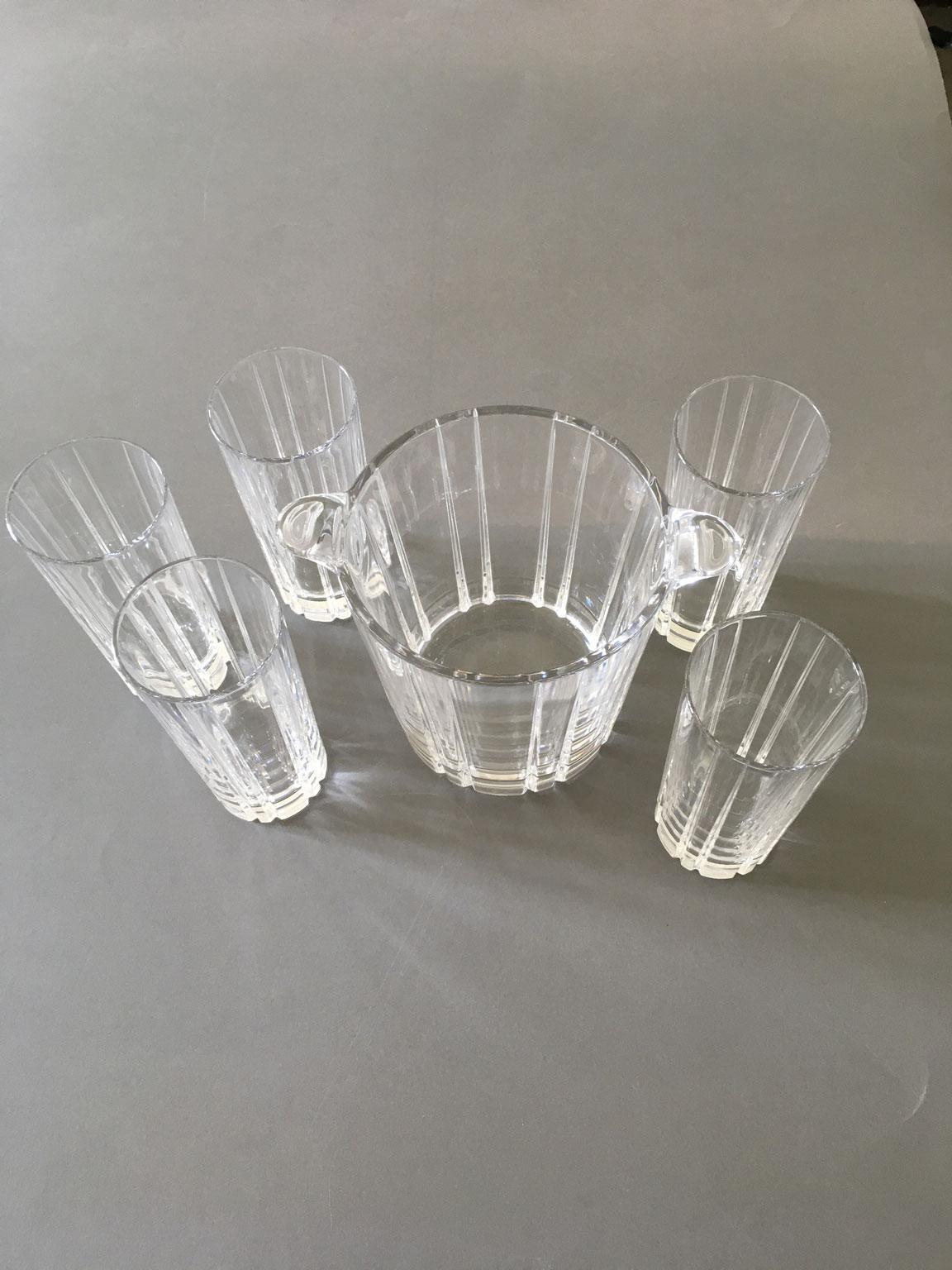 Italia Postmoderno Juego 5 Vasos Bar Transparentes con Cubitera en venta 6