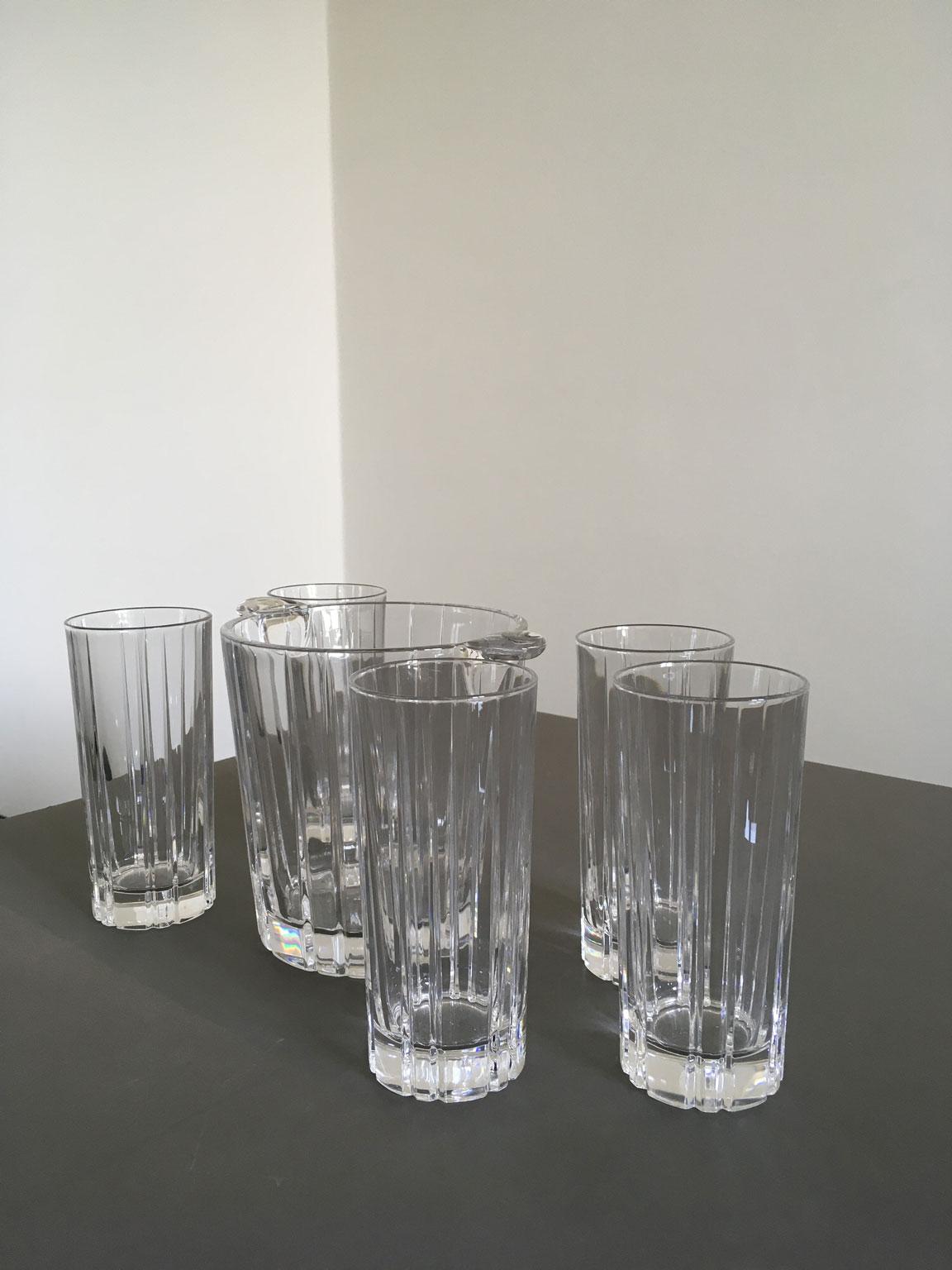 Italia Postmoderno Juego 5 Vasos Bar Transparentes con Cubitera en venta 7