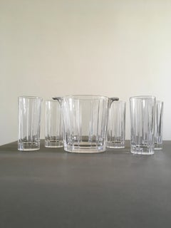 Italy Post-Modern Set 5 Clear Bar Glasses with Ice Bucket