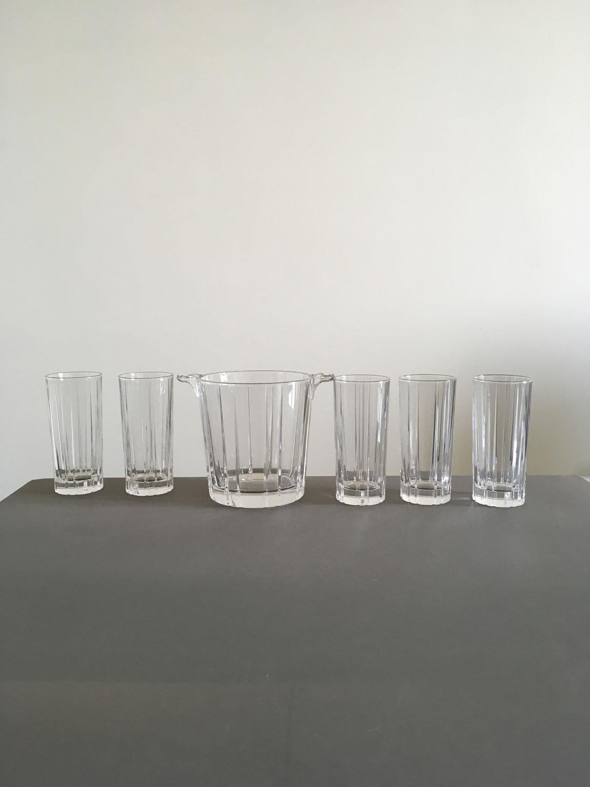 Italia Postmoderno Juego 5 Vasos Bar Transparentes con Cubitera Posmoderno en venta