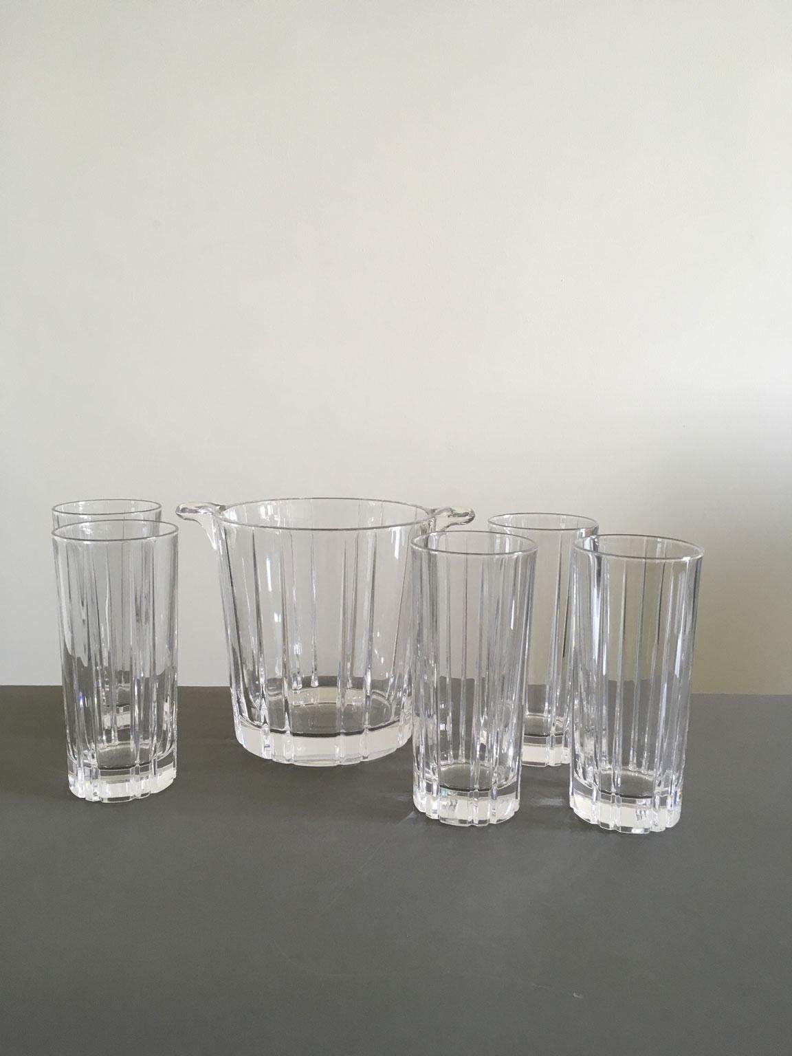 Italia Postmoderno Juego 5 Vasos Bar Transparentes con Cubitera Italiano en venta