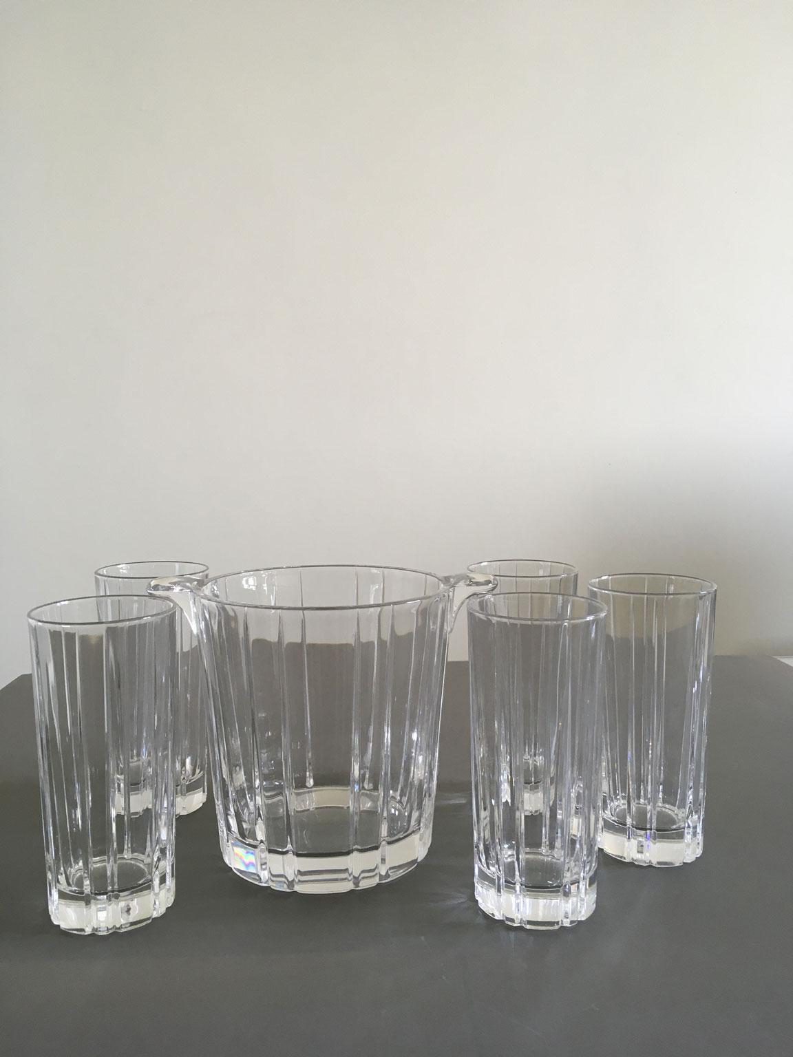 Italia Postmoderno Juego 5 Vasos Bar Transparentes con Cubitera siglo XX en venta