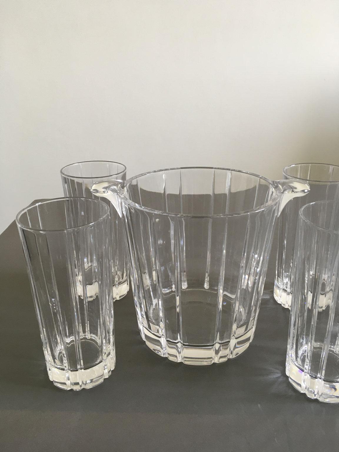 Italia Postmoderno Juego 5 Vasos Bar Transparentes con Cubitera Vidrio en venta