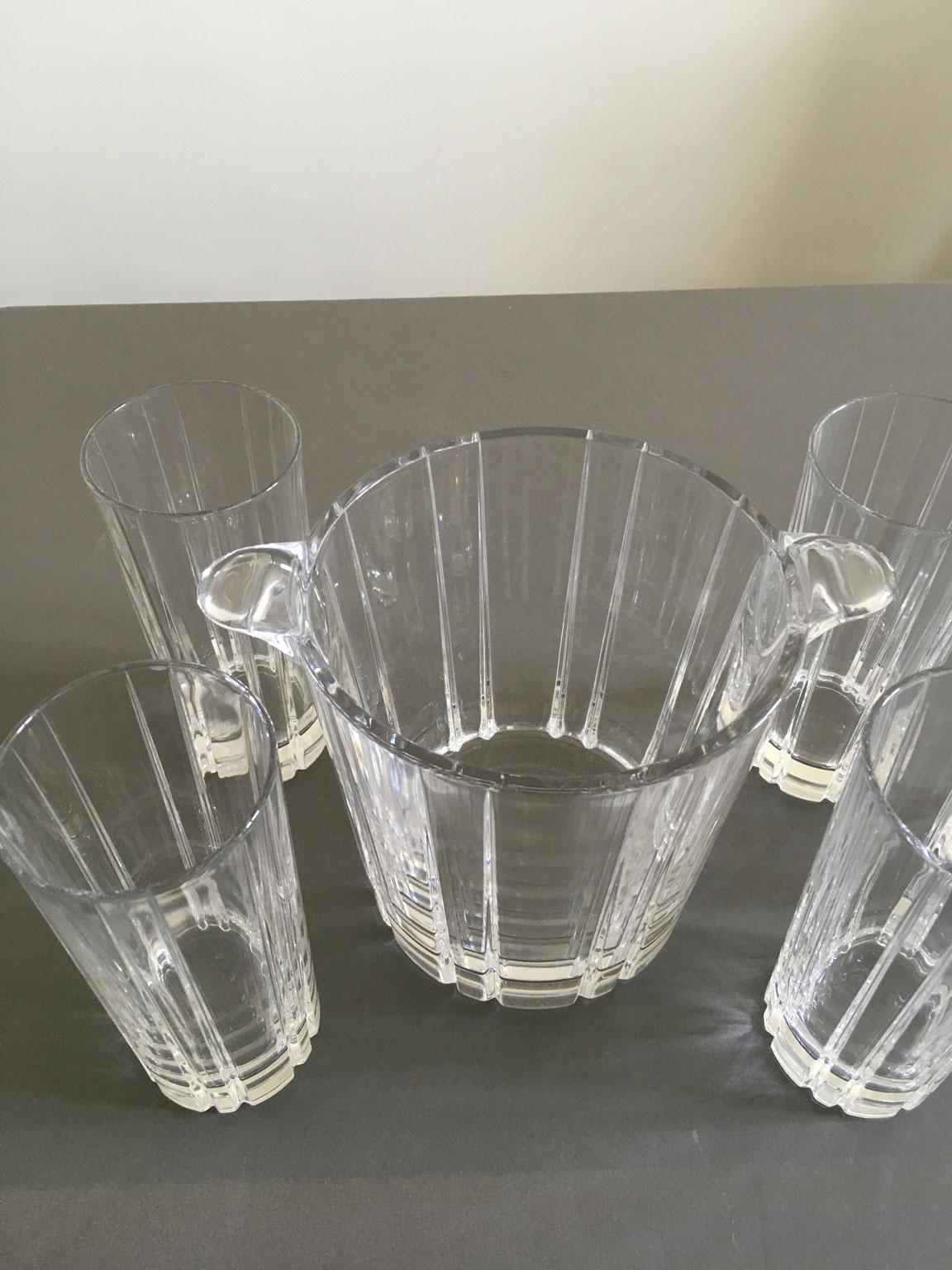 Italia Postmoderno Juego 5 Vasos Bar Transparentes con Cubitera en venta 1