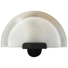 1980 Italy Post-Modern Black Metal and Satin Glass Wall Light