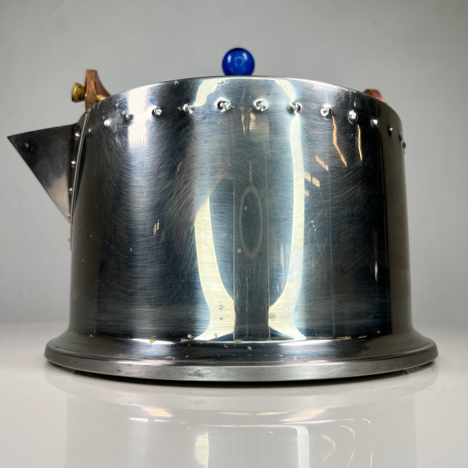 Italian Italy Postmodern Blue Finial Tea Pot Kettle Stainless Steel C Jorgensen Bodum