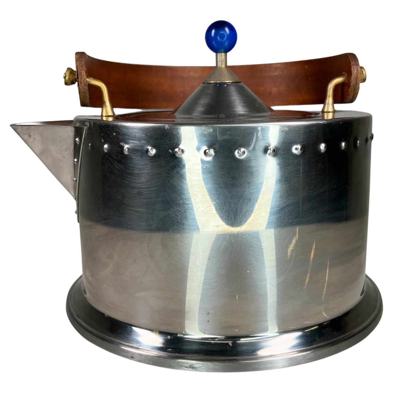 Post-Modern Italy Postmodern Blue Finial Tea Pot Kettle Stainless Steel C Jorgensen Bodum