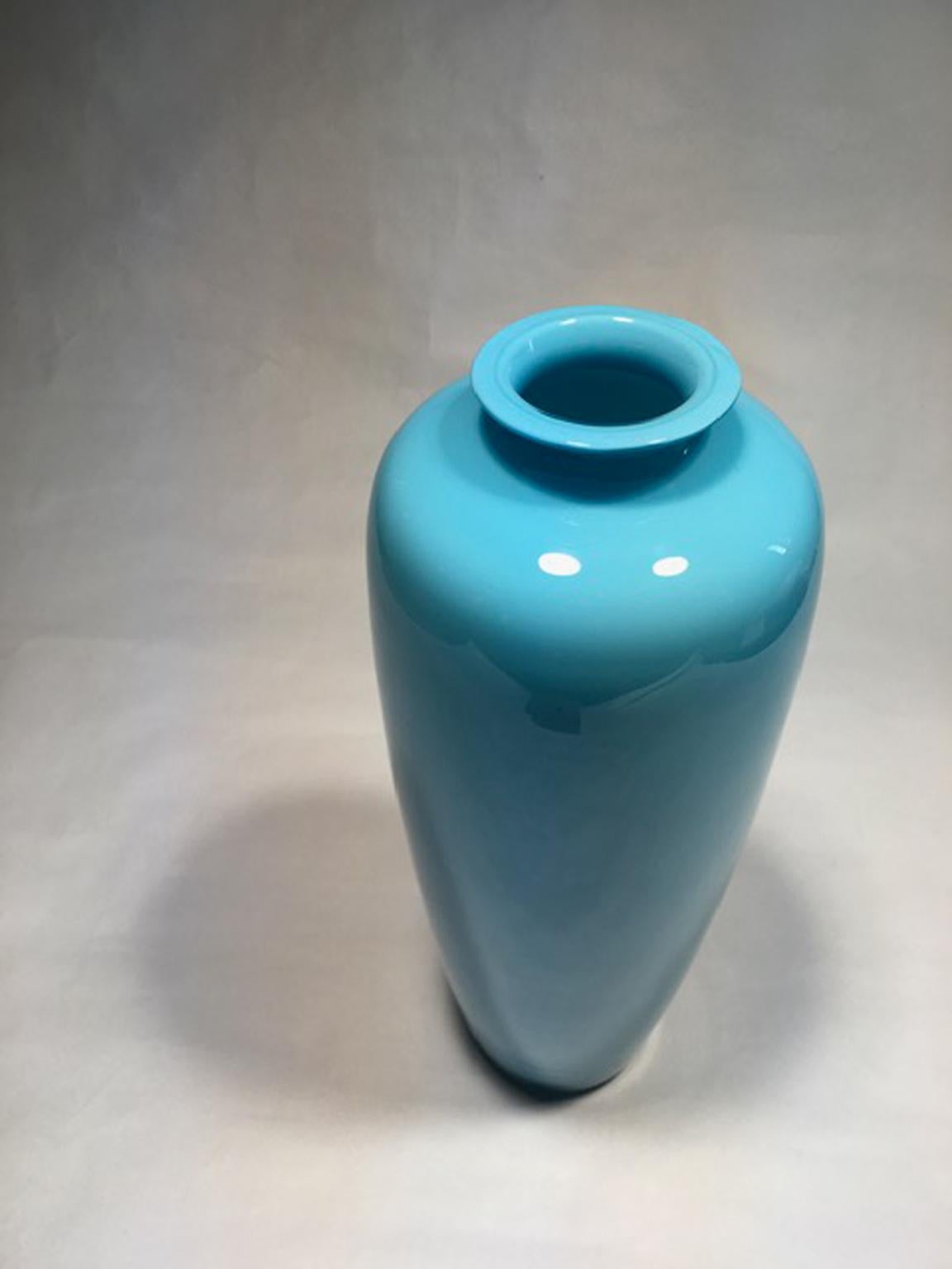 Italy Post-Modern Design Murano Glass Light Blue Vase For Sale 5