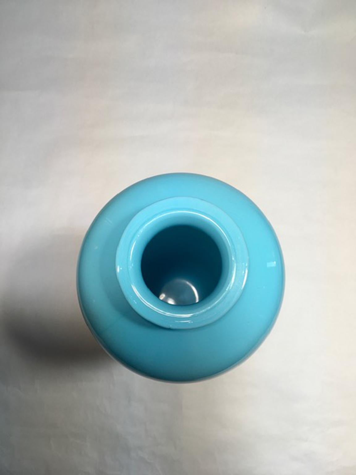 Italy Post-Modern Design Murano Glass Light Blue Vase For Sale 6
