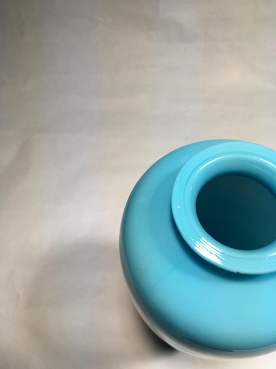 Italy Post-Modern Design Murano Glass Light Blue Vase For Sale 7