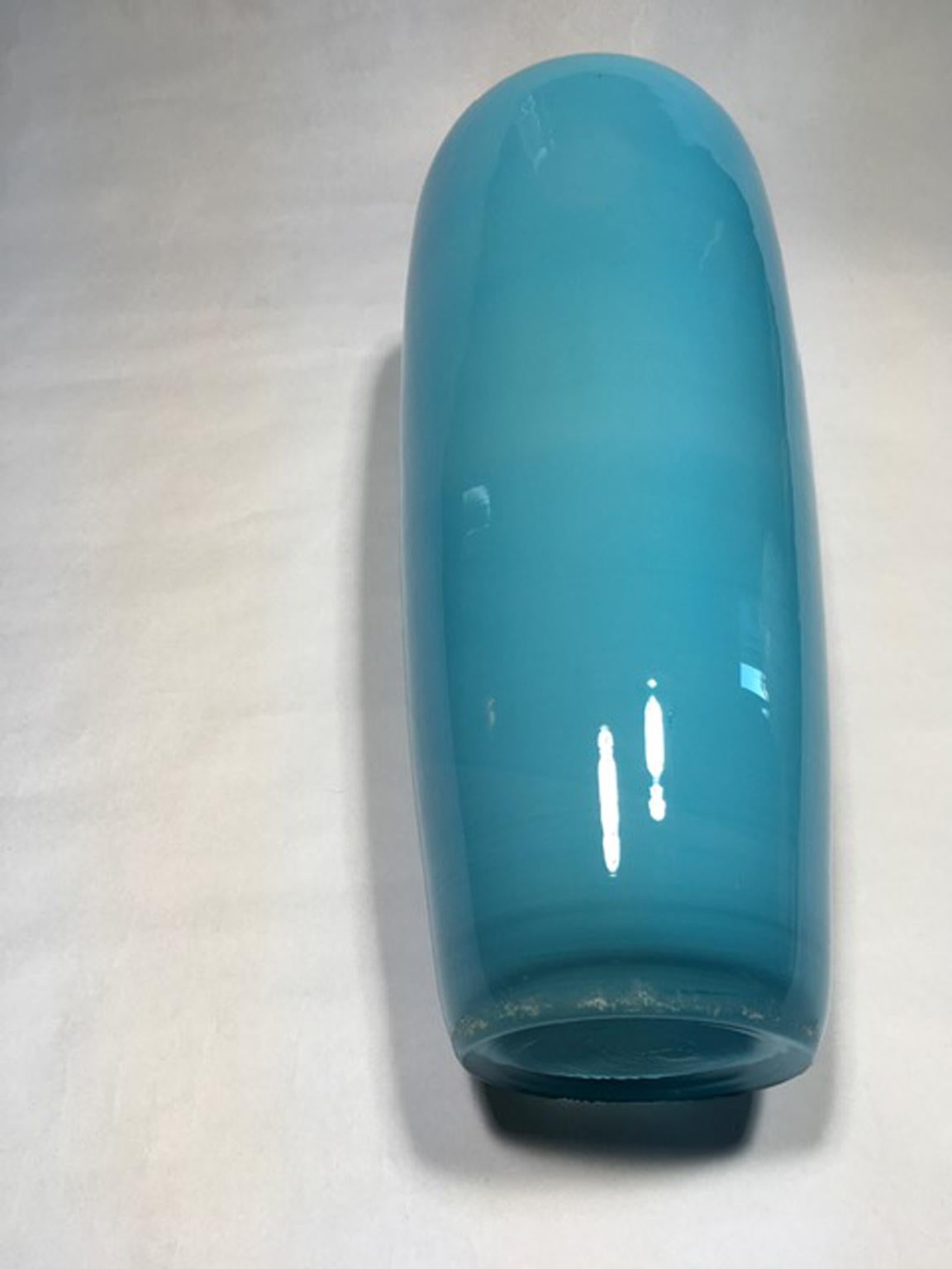 Italy Post-Modern Design Murano Glass Light Blue Vase For Sale 8