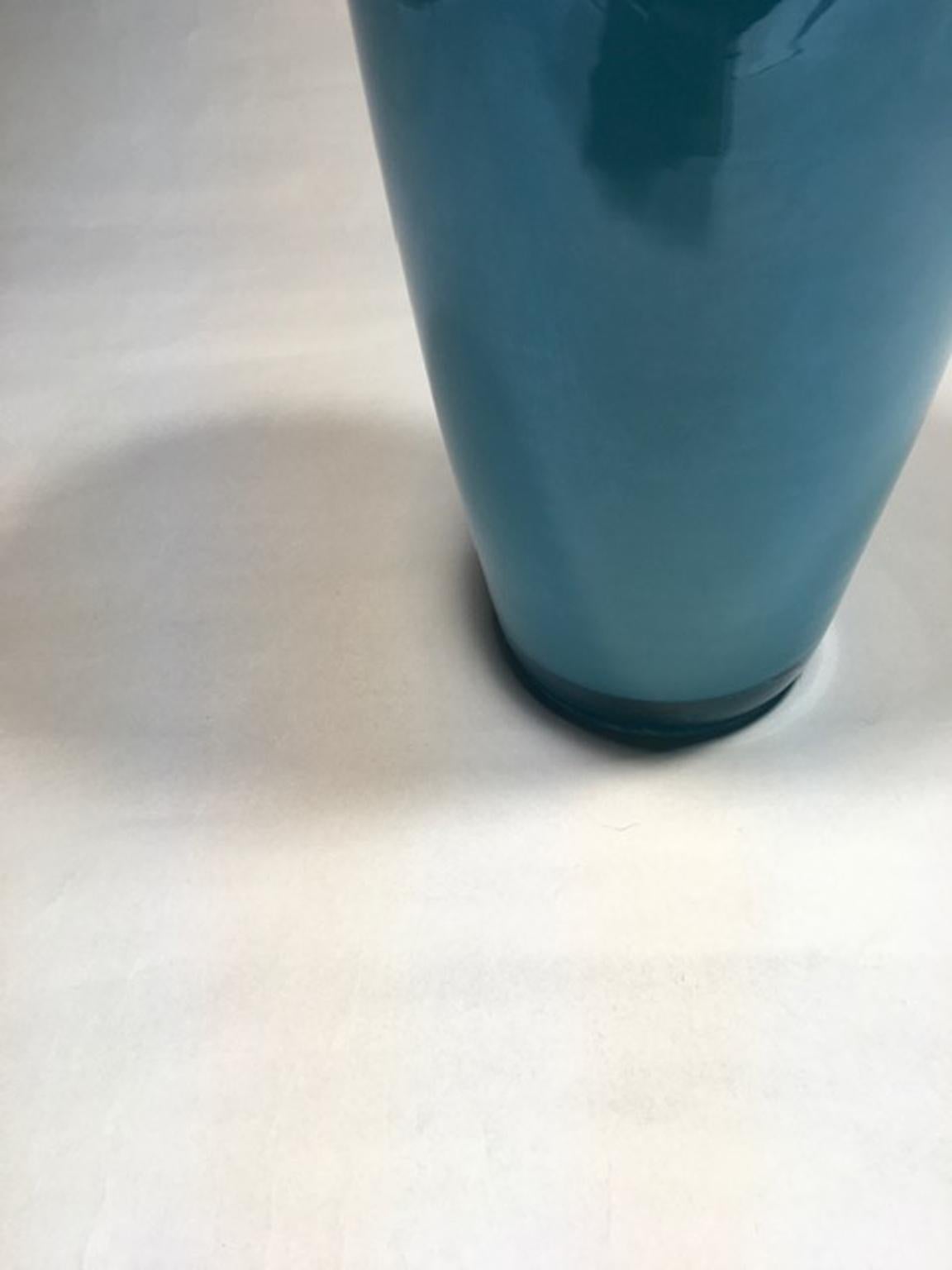 Italy Post-Modern Design Murano Glass Light Blue Vase For Sale 9