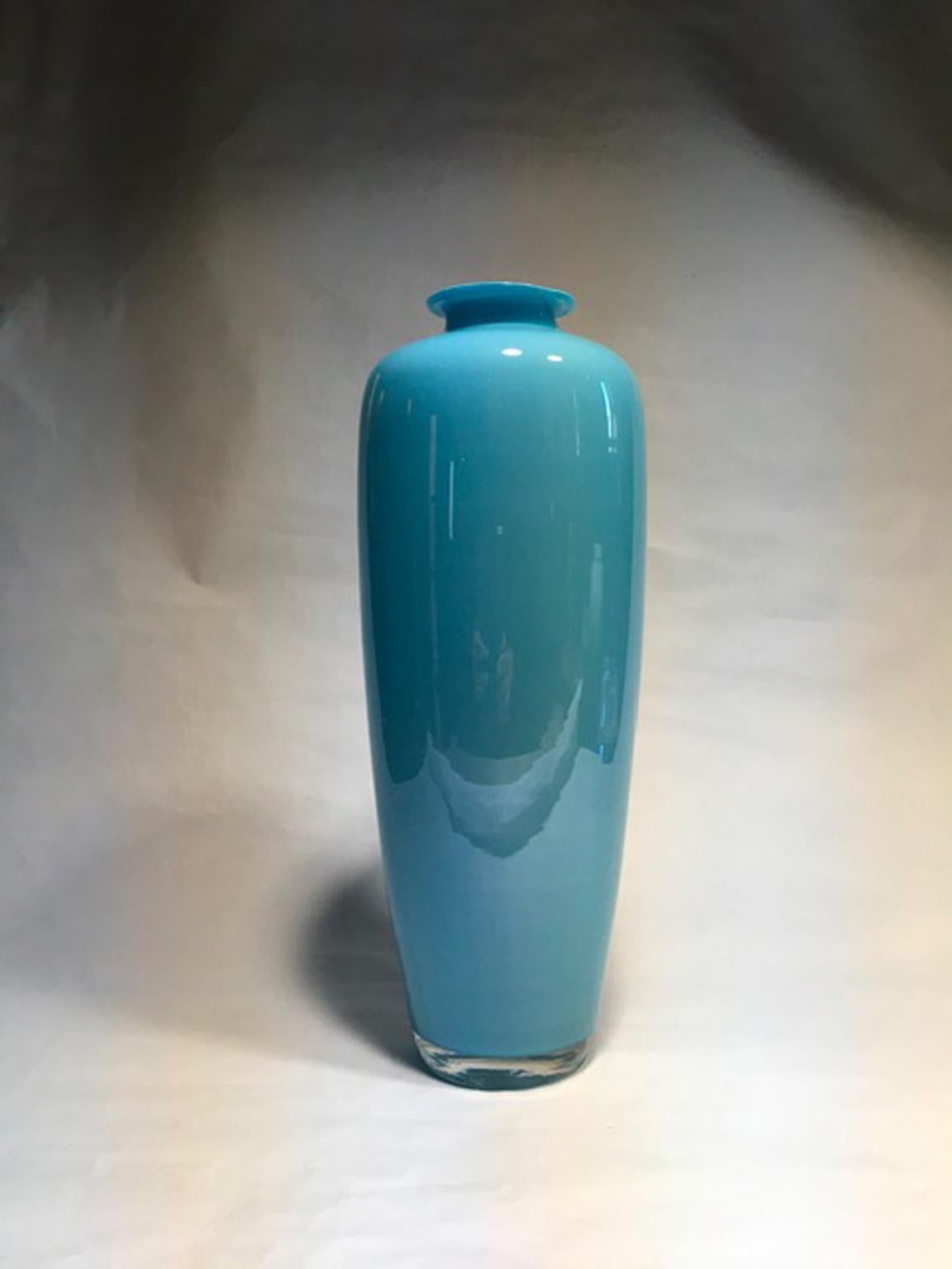 Italy Post-Modern Design Murano Glass Light Blue Vase For Sale 10