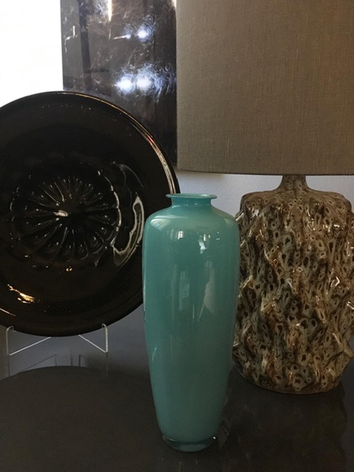 Italy Post-Modern Design Murano Glass Light Blue Vase For Sale 13