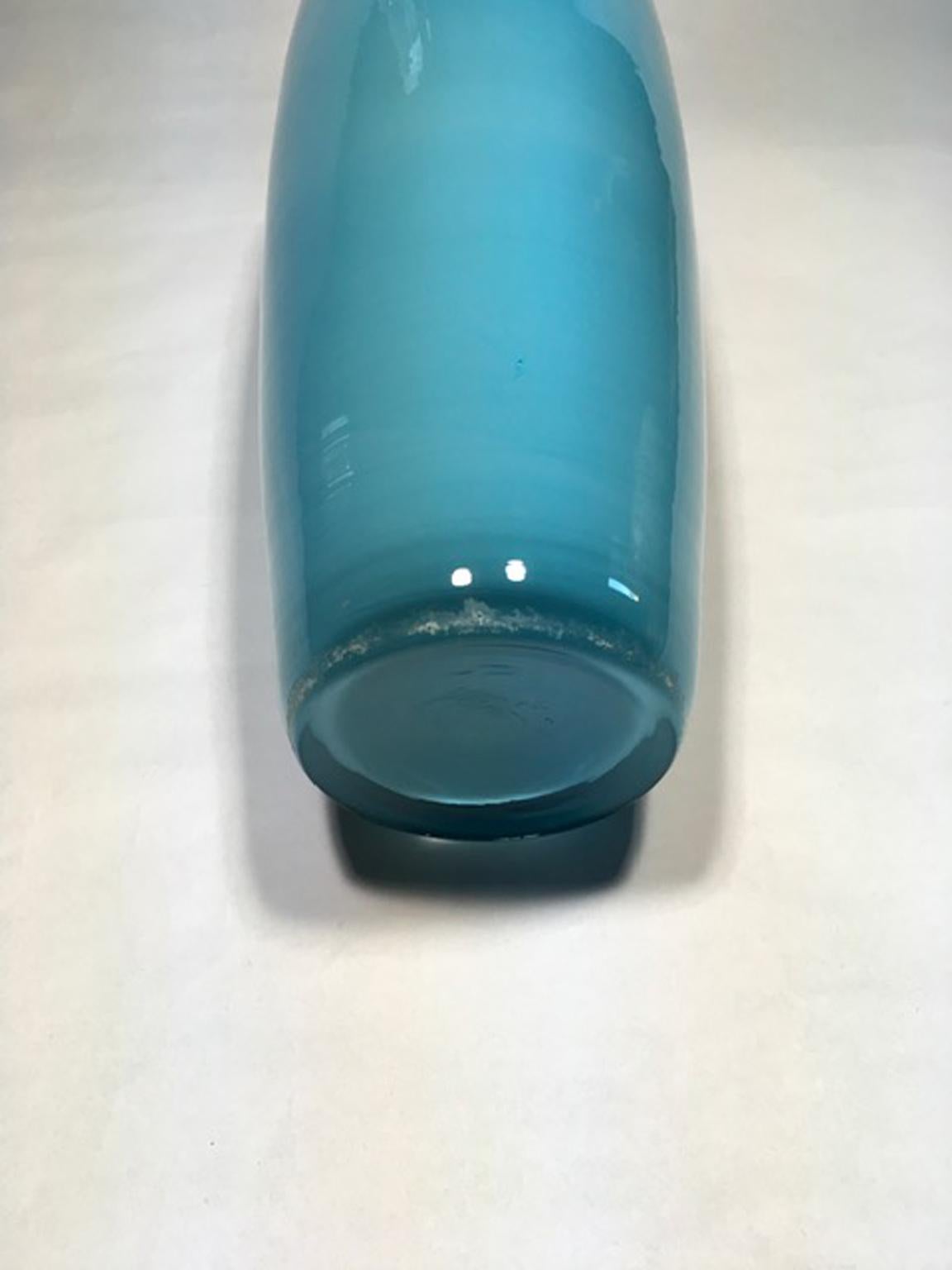 20th Century Italy Post-Modern Design Murano Glass Light Blue Vase For Sale