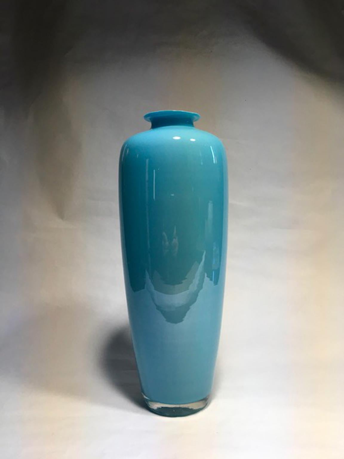 Italy Post-Modern Design Murano Glass Light Blue Vase For Sale 4